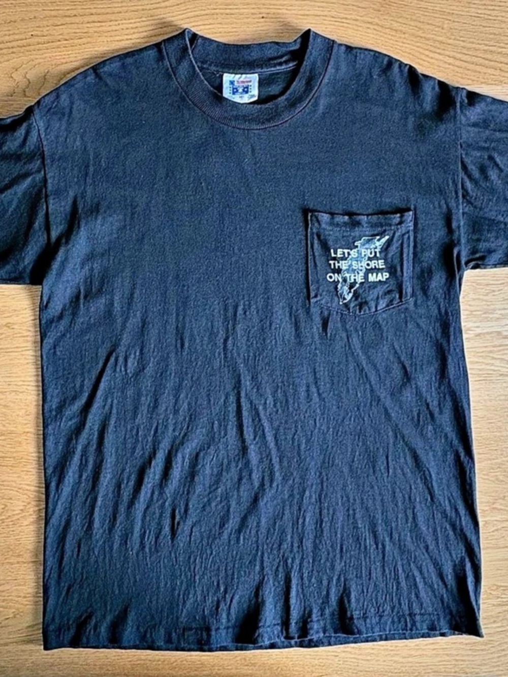 VTG 80s 1988 Virginia Eastern Shore Map Pocket T Shirt Mens M Single Stitch